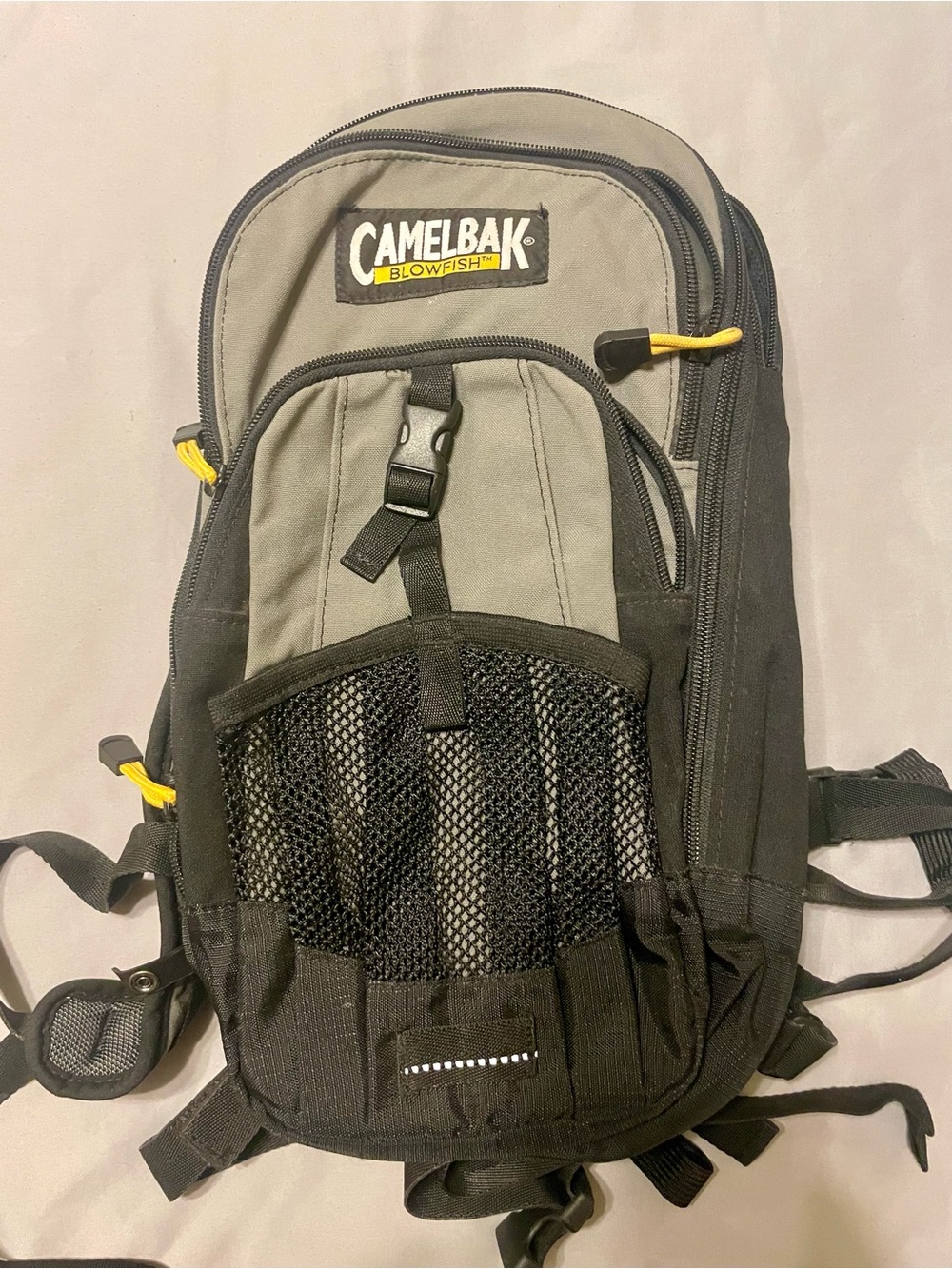 Camelbak Black and Gray Hydration Pack with Yellow Accents